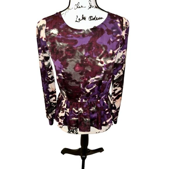 RED‎ Saks Fifth Avenue XS Shirt. Purple Splash Print Top. Retail 119.99 - Picture 1 of 9
